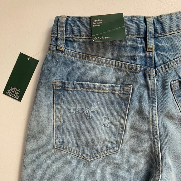 Wild Fable Jean Bermuda Shorts Size 0 High Rise Raw Hem Denim NWT - Picture 7 of 16